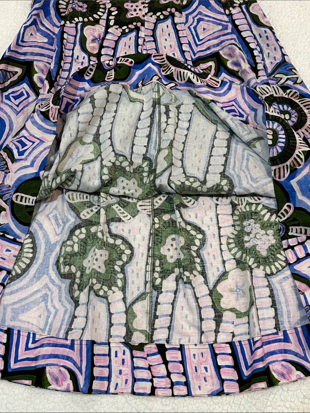 Marie Oliver Gloria Skirt in Hyacinth size 8 Linen Cotton Blend Midi Coastal